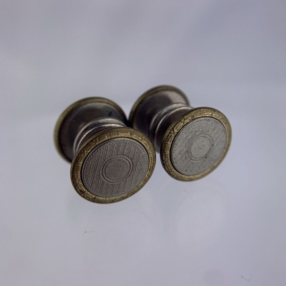 Art Deco Wavy Silver Gold Tone Cufflinks Repousse Snap Link Vintage